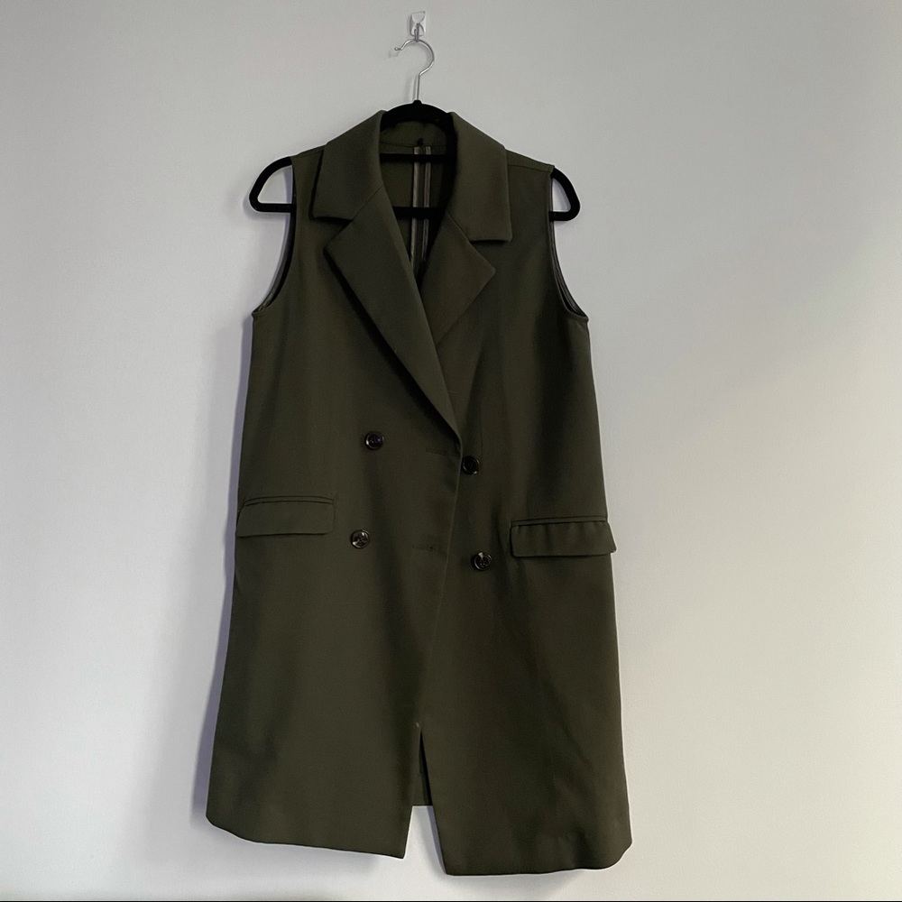 Olive Long Jacket Vest